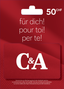 C&A physical gift card Geschenkkarte carte-cadeau carta regalo sold at https://cards.kkiosk.ch